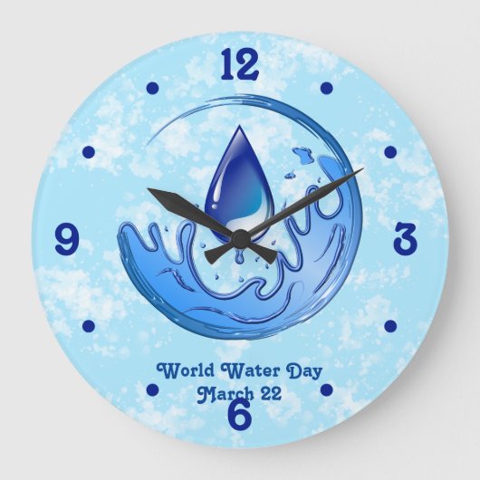 世界水救日水救土土 ラージ壁時計 (正面)