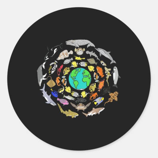 世界海洋の日シーライフ環境地球の日 ラウンドシール (正面)