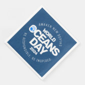 世界海洋の日ブルーの様式化された地球波 (コーナー)