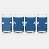 世界海洋の日ブルーの様式化された地球波 ガラス缶 (右)