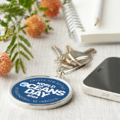 世界海洋の日ブルーの様式化された地球波 キーホルダー (側面)