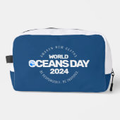 世界海洋の日ブルーの様式化された地球波 ドップキット (正面)