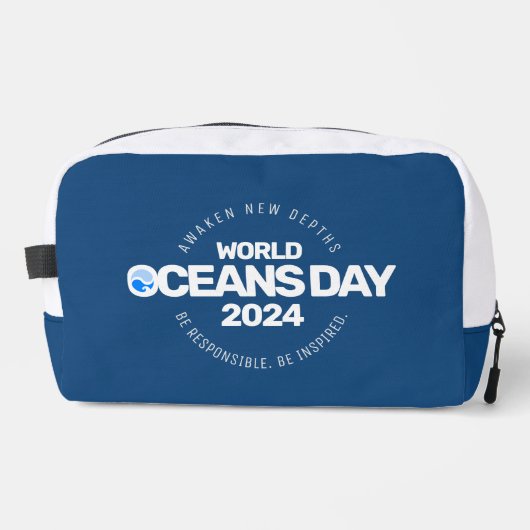 世界海洋の日ブルーの様式化された地球波 ドップキット (正面)