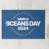 世界海洋の日ブルーの様式化された地球波 ペーパーパッド (インサイチュ)