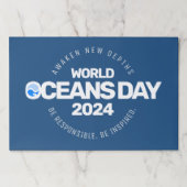 世界海洋の日ブルーの様式化された地球波 ペーパーパッド (正面)