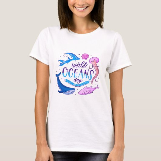 世界海洋デー 女性用Tシャツ Tシャツ (正面)