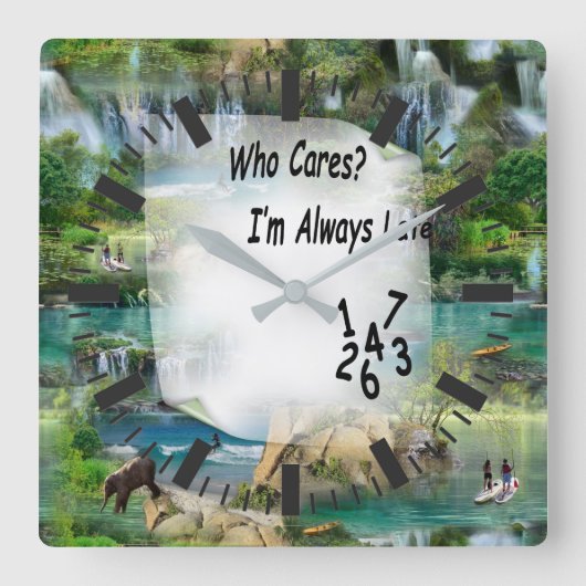 世界海洋・河川、湖・スポーツ活動 スクエア壁時計 (正面)