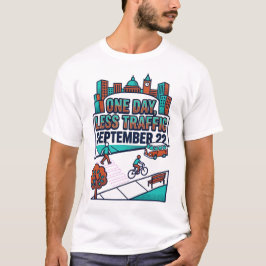 世界無車の日 ワン・デイ・レス・トラフィック・シティ Tシャツ