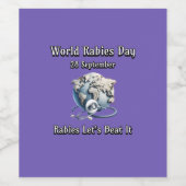 世界狂犬病の日。狂犬病がビートする ワインラベル (シングルラベル)