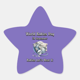世界狂犬病の日。狂犬病がビートする 星シール