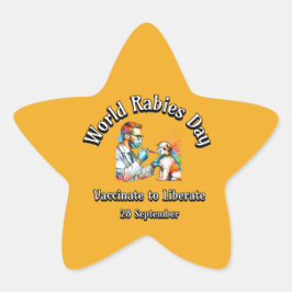 世界狂犬病の日。解放の予防接種。 星シール