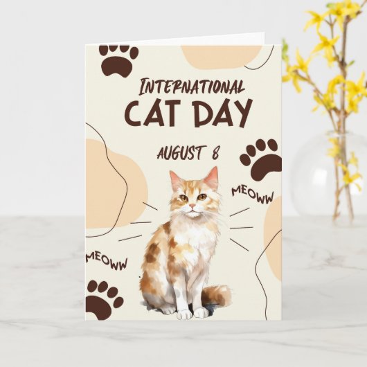 世界猫の日 カード (黄色い花)