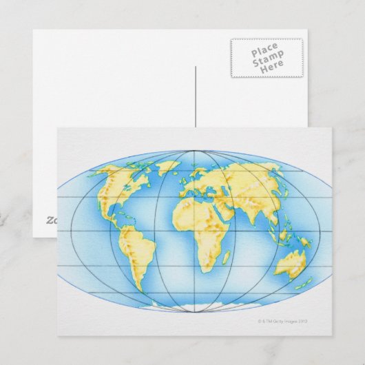 世界球 ポストカード (正面/裏面)