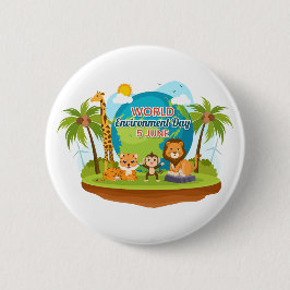 世界環境日獅子猿ジャングル動物 缶バッジ