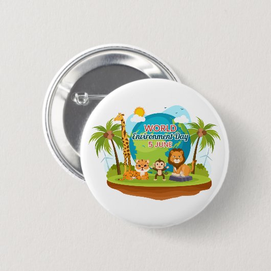 世界環境日獅子猿ジャングル動物 缶バッジ (正面&裏面)