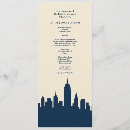 世界的なスカイラインの目的地の愛結婚のメニュー プログラム (裏面)