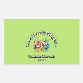 世界的なスマイルユナイト。幸福の日。 長方形シール