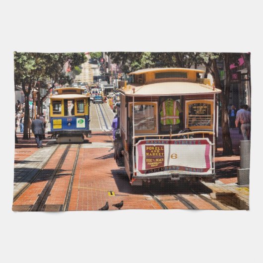 世界的に有名なケーブルカー キッチンタオル (横)