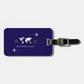 世界的国際的モノグラム濃い青を旅行 ラゲッジタグ (正面横)