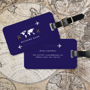 世界的国際的モノグラム濃い青を旅行 ラゲッジタグ