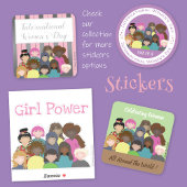 世界祝中の女性ステッカー スクエアシール