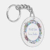 世界科学最高の先生カスタム文字 キーホルダー (正面左)