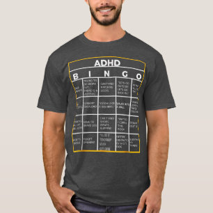 世界精神衛生認識度デーADHDビンゴおもしろい Tシャツ