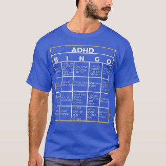 世界精神衛生認識度デーADHDビンゴおもしろい Tシャツ