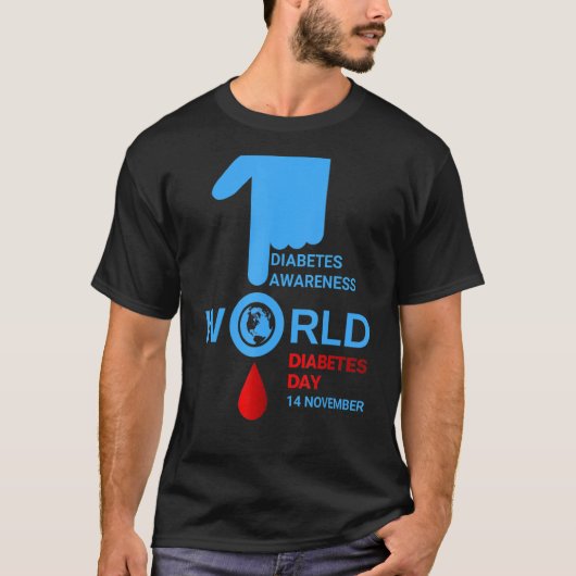 世界糖尿病デー2022型1型2型糖尿病Awa Tシャツ (正面)