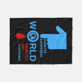 世界糖尿病デー2023型1型2型糖尿病Awa フリースブランケット (正面(横))