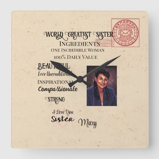 世界素晴らし姉妹 スクエア壁時計 (正面)