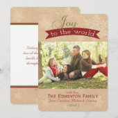 世界素朴のクリスマスフラットカードへの喜び シーズンカード (正面/裏面)