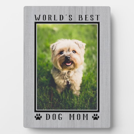 世界素朴の犬最高のの母の手がペットの写真を印刷 フォトプラーク (正面)