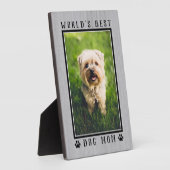 世界素朴の犬最高のの母の手がペットの写真を印刷 フォトプラーク (側面)