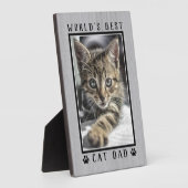 世界素朴の猫の最高のパパの手がペットの写真をプリント フォトプラーク (側面)