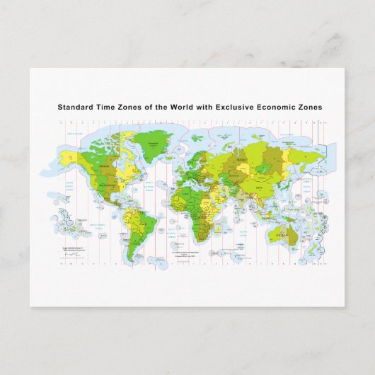 世界経済地区の標準的なタイムゾーン ポストカード (正面)