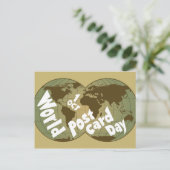 世界絵葉書の日（地球の地図のタイポグラフィ） ポストカード (スタンド正面)