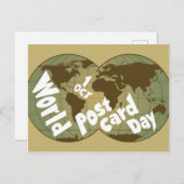 世界絵葉書の日（地球の地図のタイポグラフィ） ポストカード (正面/裏面)