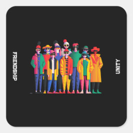 世界考えの日々の友情の統一の多様性 スクエアシール