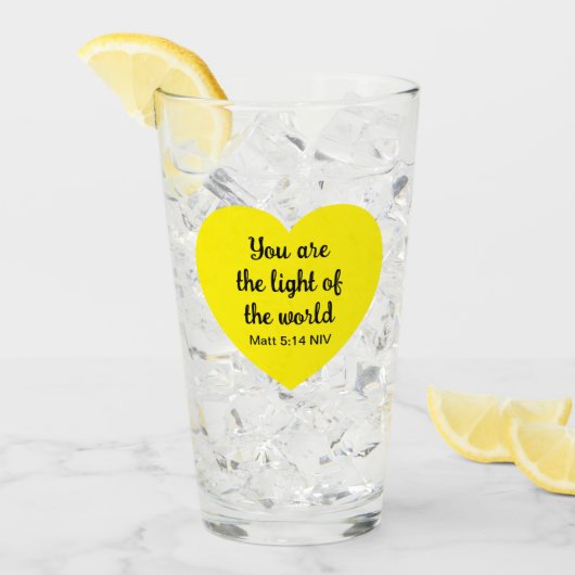 世界聖書のかわいい明るい黄色のハート光 タンブラーグラス (アイス正面)