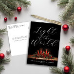 世界聖書聖句クリスチャン・クリスマスの光 シーズンポストカード<br><div class="desc">世モダン界の聖書聖句のライトクリスマスポストカード前面と後ろエレガントの挨拶のための宇宙に画像を持つ。cedarandstring@gmail.comで連絡お問い合わせもしデザインまたはマッチング製品のサポートが必要です。</div>