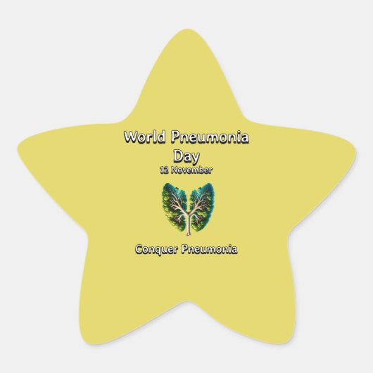 世界肺炎の日。肺炎を克服。 星シール (正面)
