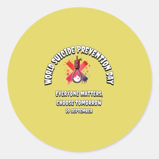 世界自殺防止デー。誰でも大事だ。 ラウンドシール (正面)
