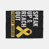 世界自殺防止認識度デイイエローリブ フリースブランケット (正面(横))