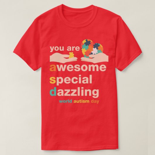 世界自閉症の日の自閉症啓発センター Tシャツ (デザイン正面)