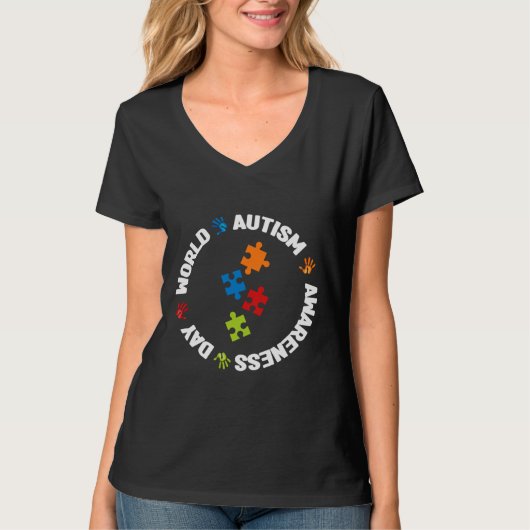 世界自閉症予防デー自閉症自閉症S Tシャツ (正面)