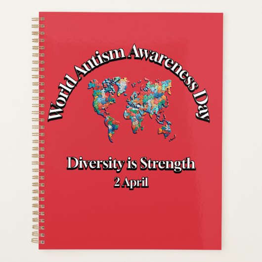 世界自閉症啓発デー。ダイバーシティは強さ プランナー手帳 (正面)