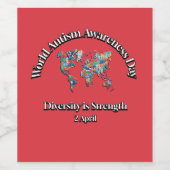 世界自閉症啓発デー。ダイバーシティは強さ ワインラベル (シングルラベル)