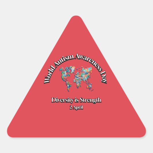 世界自閉症啓発デー。ダイバーシティは強さ 三角形シール (正面)