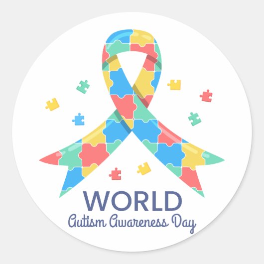 世界自閉症啓発デー ラウンドシール (正面)